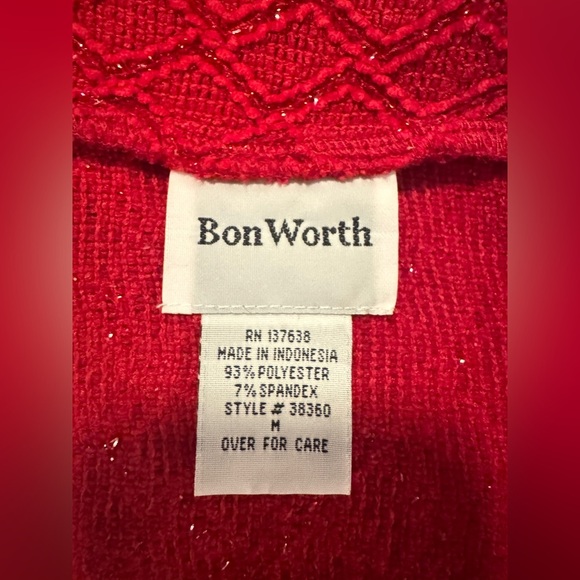 Women's Red Open-Front Bon Worth Sweater - Picture 4 of 7